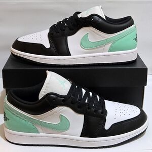 Air Jordan 1 Low White/Black Green Glow Men's Sneakers